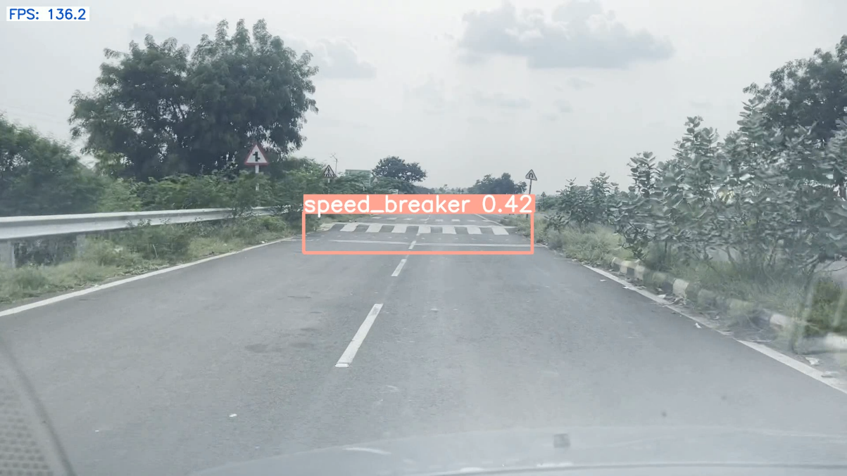 A marked speed breaker detected by the model