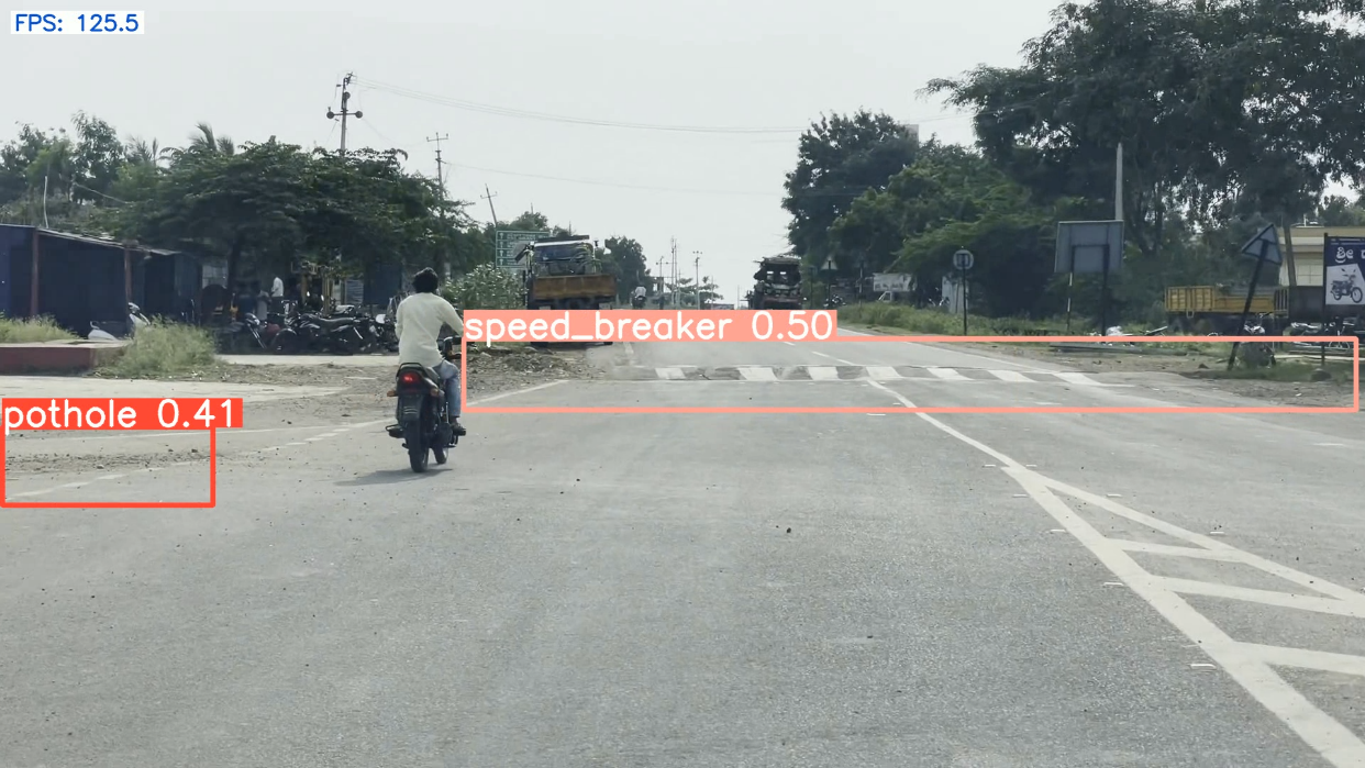 Pothole and speed breaker detection result
