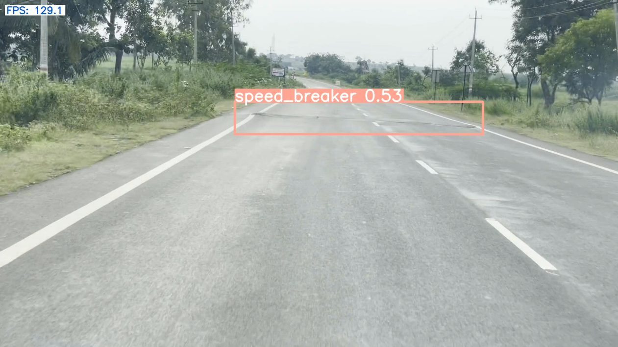 An unmarked speed breaker detected by the model