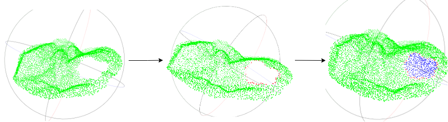 Point-cloud hole-filling results